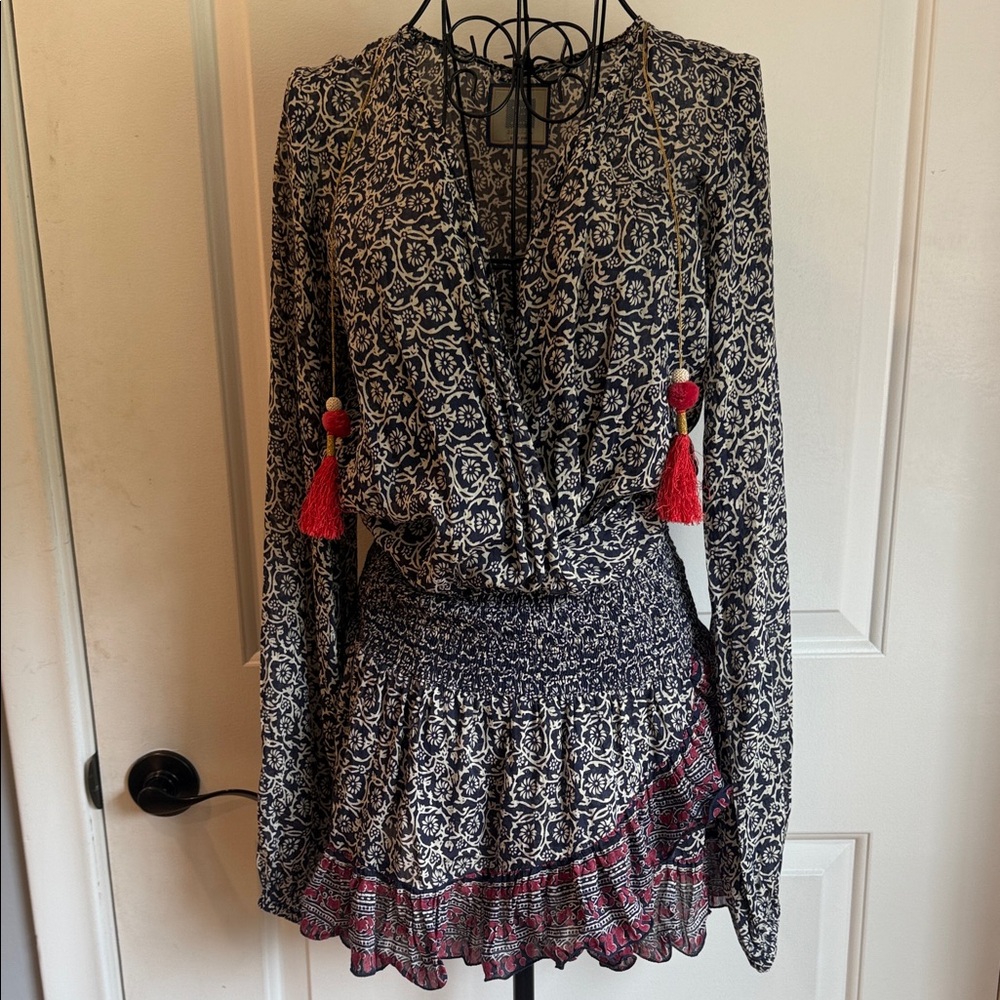 Bell by Alicia Bell smocked waist long sleeve dress